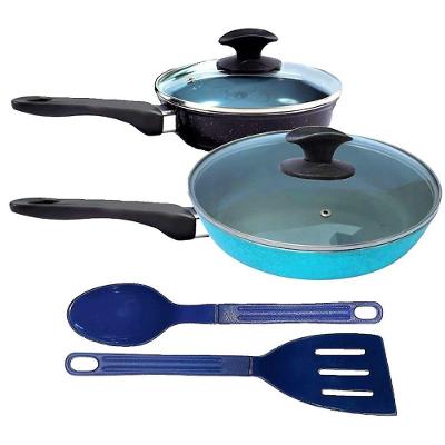 Jogo de Frigideiras Antiaderente Cerâmica 16CM e 24CM Tampa Vidro Javali