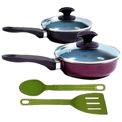 Kit Frigideiras Antiaderente Cerâmica 16CM e 24CM Tampa Vidro Temperado Javali