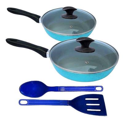 Kit Frigideiras Antiaderente Alumínio Cerâmico 16CM e 24CM Turquesa Javali