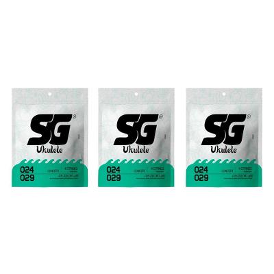 Kit 3 Encordoamentos Ukulele Concerto SG Strings 024-029 Branco Izzo
