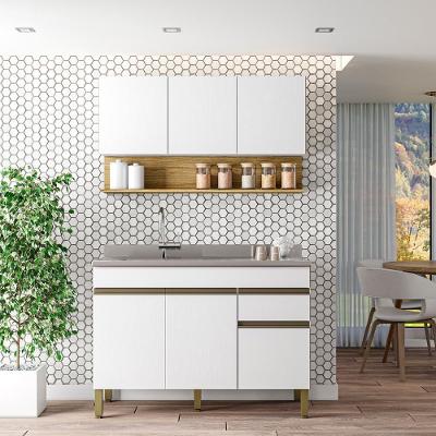 Kit de Cozinha Line 2 Peças 120CM Cinza Gris e Branco Supremo Kit's Paraná