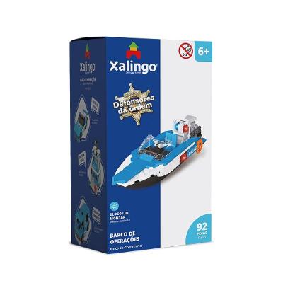 Bloco de Montar Defensores da Ordem Barco 92 Peças Azul Xalingo