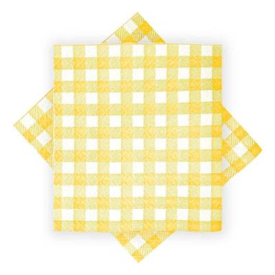 Guardanapo de Papel Xadrez Amarelo Papel de Seda 30CM X 31CM Pacote 50 Unidades Flip