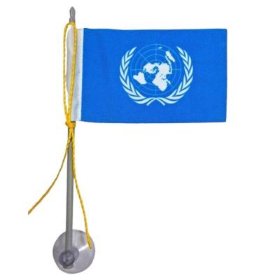 Mini Bandeira da ONU com Ventosa para Vidro Poliéster SP Bandeiras