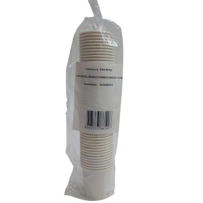 Copo Descartável de Papel 110ML Pacote com 50 Unidades Biodegradável Branco