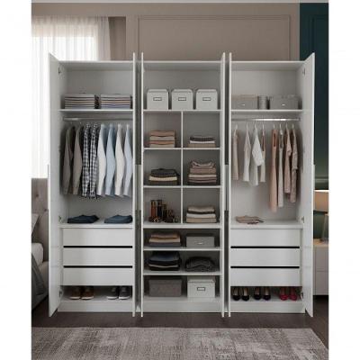 Guarda Roupa Casal 1013 Ilan 6 Portas de Bater MDP Branco Móveis Ilan