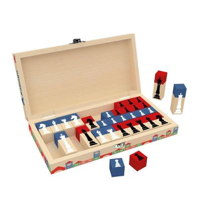 Jogo de Xadrez Educativo Brincando de Engenheiro Madeira Branco Xalingo