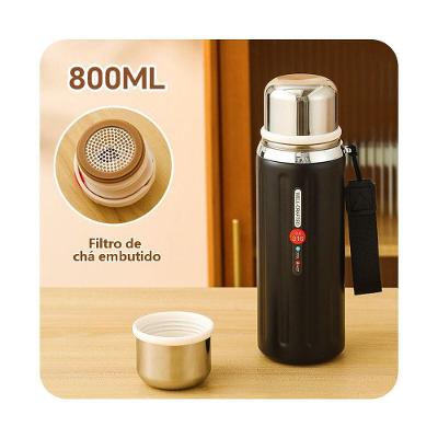 Garrafa Térmica Inox 800ML WG012-01 com Filtro Infusor para Chá Aço Inoxidável SUS 316 Tudo em Caixa