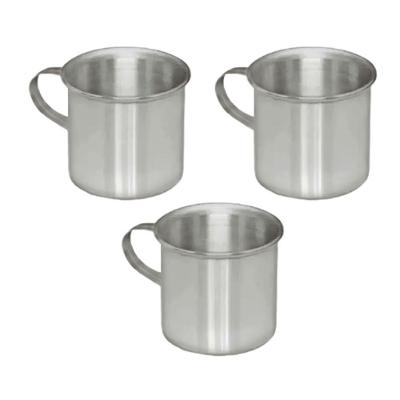 Kit 3 Canecas Escolares Alumínio com Alça 300ML Prata Continental