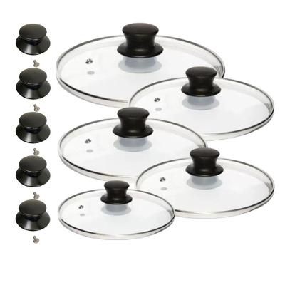 Kit Tampa Vidro Temperado Panela 16 a 24 com 5 Puxadores Extra