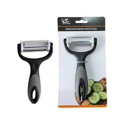 Descascador Multiuso 3 em 1 Lâmina Inox Cabo Ergonômico Cozinha Preto Ke Home