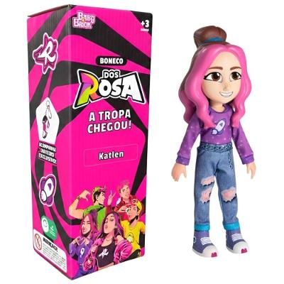 Boneca Articulada Katlen dos Rosa Youtuber com Chaveiro Roxo Baby Brink