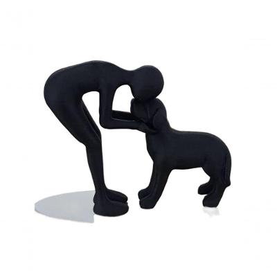Estátua Decorativa Cachorro Minimalista 3D Sala Escritório Preto