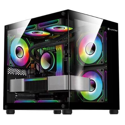 Gabinete Gamer Aquario GB1796 Micro-ATX Vidro Temperado 4x Fans RGB Preto Hayom