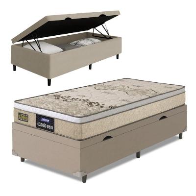 Cama Box Baú Solteiro Fort Espuma D33 Suede Bege Prince