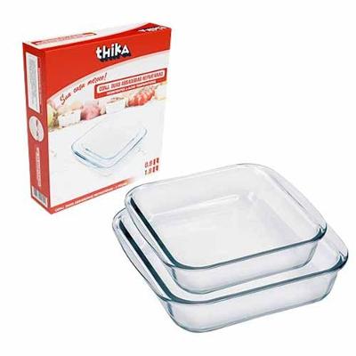 Kit 2 Assadeiras Vidro Borossilicato Retangular Refratária Forno Transparente