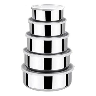 Conjunto 5 Potes Herméticos Bavaria Inox com Tampa para Cozinha