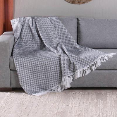 Manta Xale Ranna com Franja Jacquard 2,10m X 1,35m Grafite Clara Luz Decora