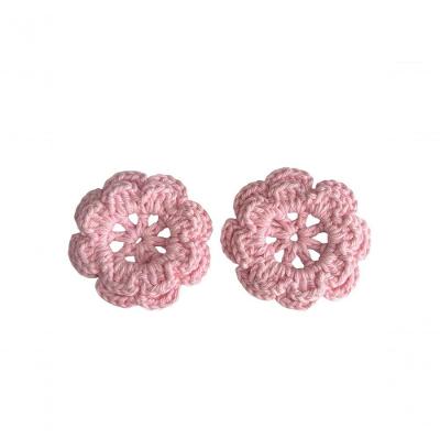 Kit 2 Flores em Crochê Artesanal Barbante 85% Algodão 7CM Rosa Bebê