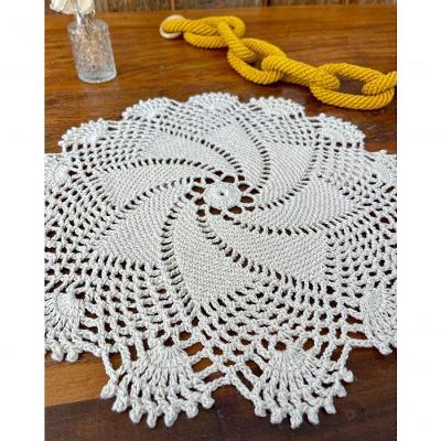 Sousplat Redondo de Crochê Artesanal Algodão 40CM Decorativo Cru