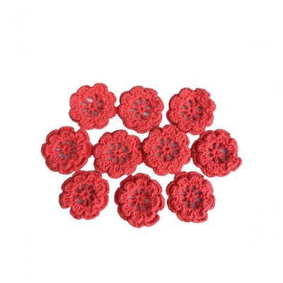 Kit 10 Flores e Folhas em Crochê Artesanal Barbante Melancia
