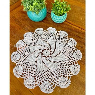 Sousplat Bandeja Redonda 33CM Crochê Artesanal Polipropileno Branco
