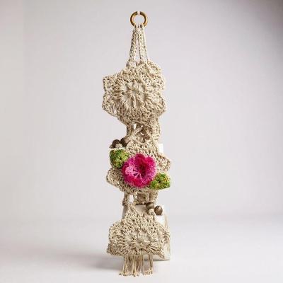 Porta Papel Higiênico Crochê Flor Bordado 70x17CM 3 Rolos Pink Artesanal