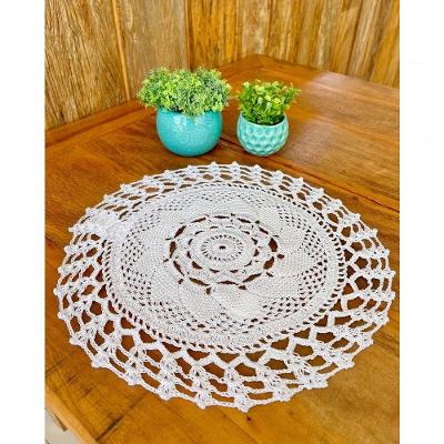 Bandeja Redonda Crochê Artesanal Caseada Polipropileno 42CM Branco