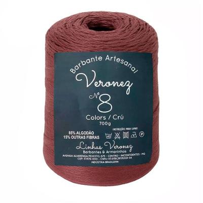 Barbante Artesanal N8 85% Algodão 700g Marrom Kit 5 Unidades Veronez