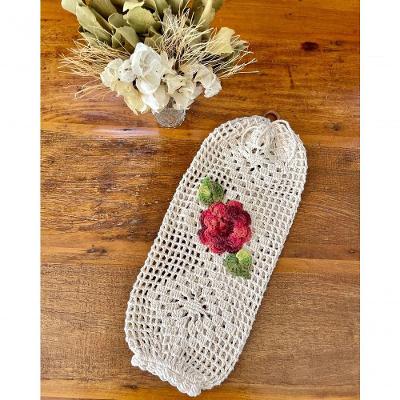 Puxa Saco Crochê Artesanal de Algodão 40x18cm Vermelho Queimado