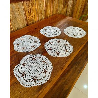 Kit 5 Toalhinhas de Crochê Artesanal Polipropileno 25CM Copa Branco