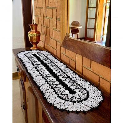 Caminho de Mesa Oval Artesanal Polipropileno 1,30MX40CM Preto