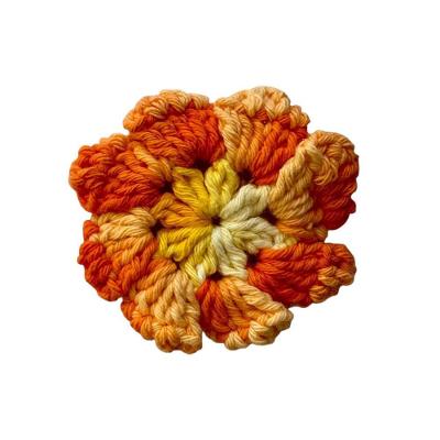 Flores e Folhas em Crochê para Aplicação Fio Mesclado 7,50cm Laranja Kit 2 Barroco