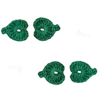 Folhas em Crochê para Aplicação Barbante 5CM Verdes Kit 4 Barroco