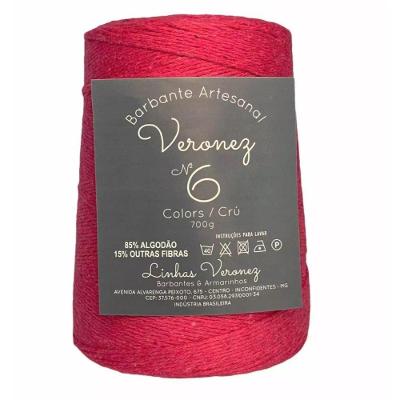 Barbante Artesanal 85% Algodão 700g Rosa No6 a No8 Kit 5 Unidades