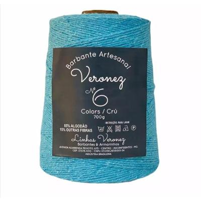 Barbante Artesanal Azul Turquesa 700g No6 a No8 Kit 5 Unidades Veronez