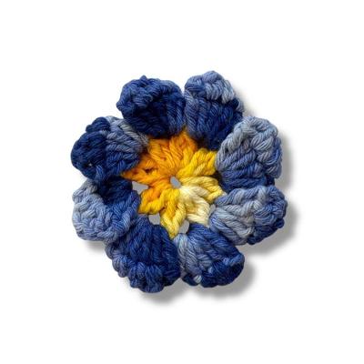 Flores e Folhas em Crochê para Aplicação Barbante 85% Algodão Kit 2 Azul Barroco