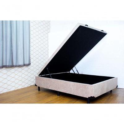 Cama Box Baú Casal 138x188 Sued Bege com Abertura Pneumática RR Colchões