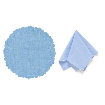 Kit de Mesa Posta Festonê 2 Lugares Jogo Americano Azul Copa & Cia