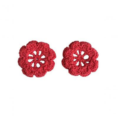 Kit 2 Flores Melancia em Crochê Artesanal Barbante 85% Algodão 7,50CM