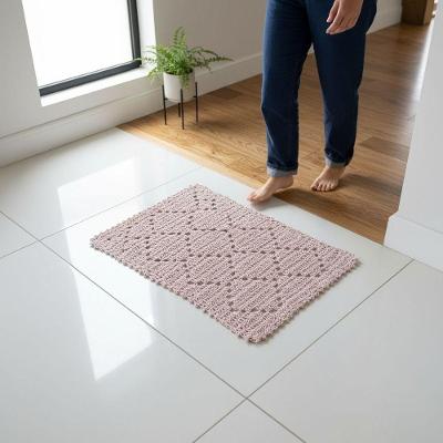 Tapete Baby Retangular 55x40CM Crochê 85% Algodão Base Fixa Multiuso Café Artesanal