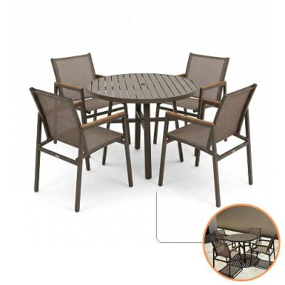 Conjunto Verona Premium Mesa Redonda e 4 Cadeiras Alumínio Fendi Nossa Kasa