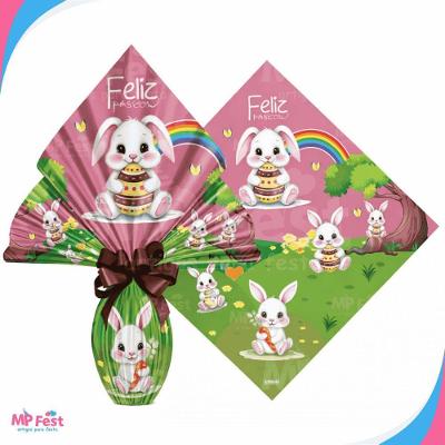 Kit 25 Sacos para Ovos de Páscoa Bosque do Coelho 24x24CM Rosa OEM