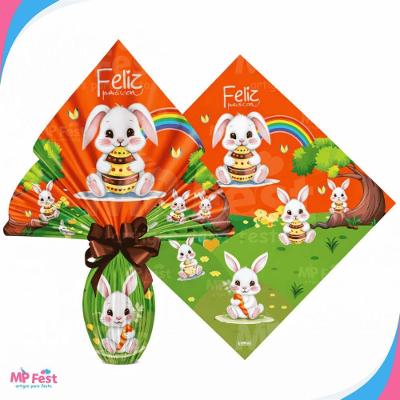 Kit 25 Sacos para Ovos de Páscoa Bosque do Coelho Polipropileno Laranja OEM