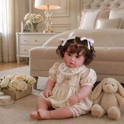 Boneca Bebê Reborn 60cm Olhos Azuis Abertos Cílios Implantados Sonho Realista