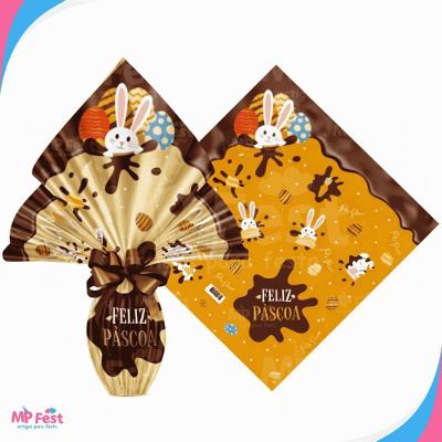 Kit 25 Sacos para Ovos de Páscoa Polipropileno 34x34CM Dourado OEM