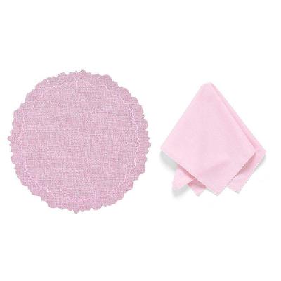Kit de Mesa Posta Festonê 2 Lugares Jogo Americano e Guardanapo Rosê Copa & Cia