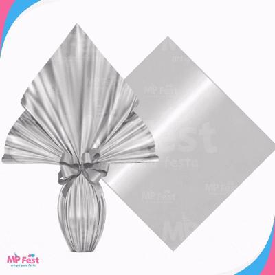 Kit 25 Sacos para Ovos de Páscoa Polipropileno 24x24CM Prata OEM
