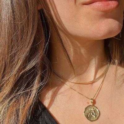 Colar VL Accessoires VLVL324 Cavalo Corrente Veneziana Ouro 40CM Dourado