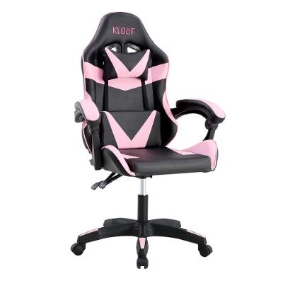 Cadeira Gamer Kloof KL1 Reclinável 135 graus  Giratória Couro PU Preto e Rosa